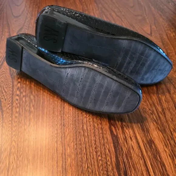 Stuart Weitzman timeless black patent leather Loafer Silver Buckle details 8.5 - Picture 8 of 10